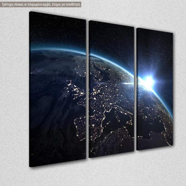Canvas print Aerial view of the Earth,  3 panels, side