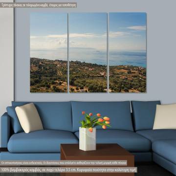 Canvas print View of Kefalonia island and Ionian sea,  3 panels