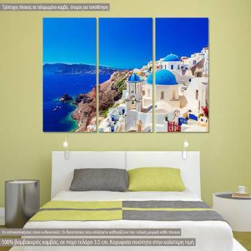 Πίνακας σε καμβά Oia town on Santorini island, τρίπτυχος