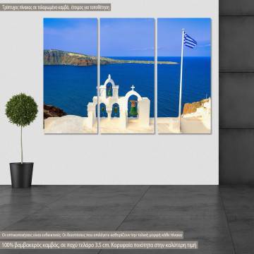Canvas print Bell tower at Santorini,  3 panels