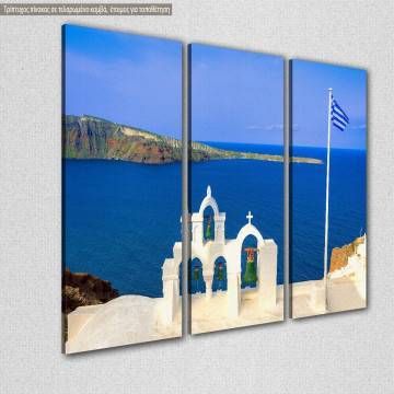 Canvas print Bell tower at Santorini,  3 panels 2