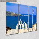 Canvas print Bell tower at Santorini,  3 panels, side