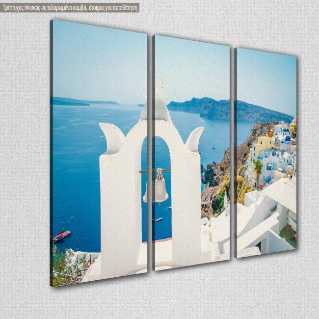 Canvas print Greek whitewashed church,  3 panels, side