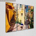 Colorful mediterranean street in Crete, τρίπτυχος πίνακας σε καμβά, κοντινό