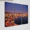 Canvas print Amazing view of the port of Mytilene,  3 panels, side