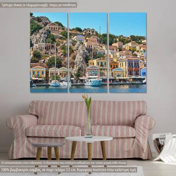 Πίνακας σε καμβά Σύμη, Symi island houses