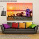 Canvas print Traditional windmill against sunrise, Zakynthos,  3 panels