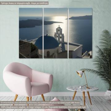 Canvas print Santorini, Three bells of Thera, Santorini,  3 panels