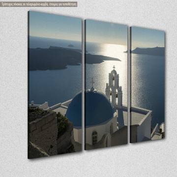 Πίνακας σε καμβά Σαντορίνη, Three bells of Thera, Santorini, τρίπτυχος 2