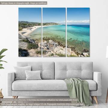 Canvas print  Crystal turquoise beaches of Greece, Sithonia,  3 panels