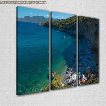 Πίνακας σε καμβά A sand beach with turquoise waters, τρίπτυχος 2