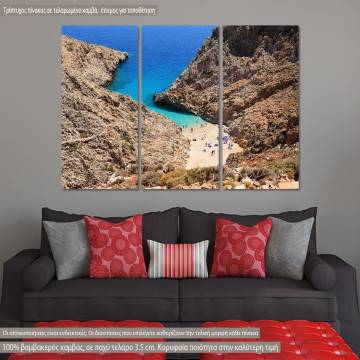 Πίνακας σε καμβά Κρήτη, Seitan beach on Crete, τρίπτυχος