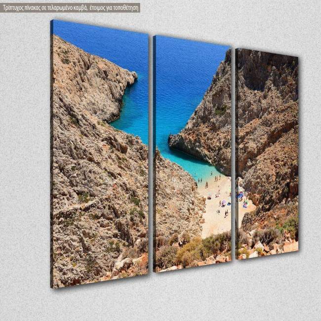 Canvas print  Seitan beach on Crete,  3 panels, side
