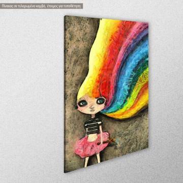 Πίνακας σε καμβά Ουράνιο τόξο Rainbow girl Όψη 1 2