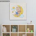 Kids canvas print Bear at moon with name