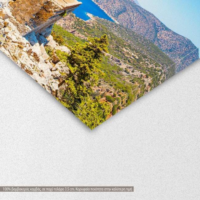 Canvas print Historic ruin and pine tree, Rhodes,  3 panels, detail