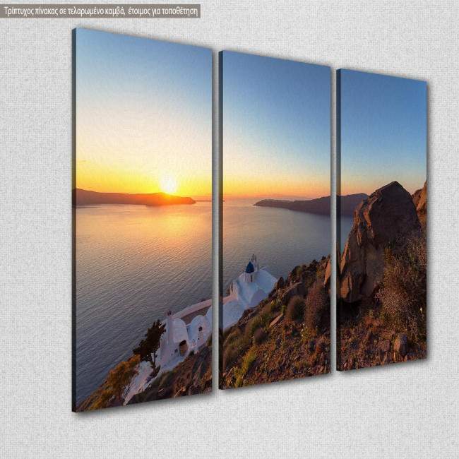 Canvas print Amazing sunset, Santorini,  3 panels, side