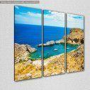 Canvas print Beautiful bay with sand beaches on Rhodes Island,  3 panels, side