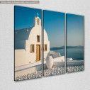 Canvas print Greek whitewashed church,  3 panels, side