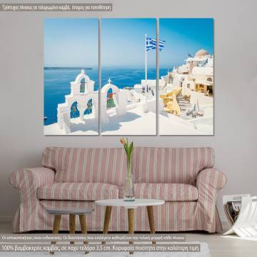 Canvas print Oia on a bright summer day,  3 panels