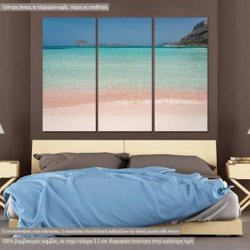 Canvas print  Pink sand on Balos beach,  3 panels