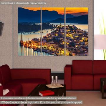 Canvas print Night at Poros  3 panels