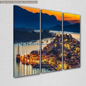 Πίνακας σε καμβά Νύχτα στον Πόρο, τρίπτυχος 2