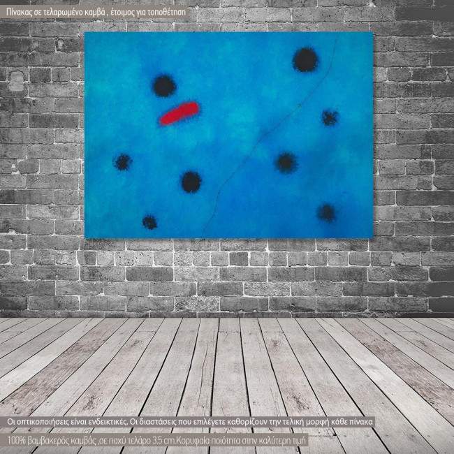 Canvas print Blue I reart, (original by J. Miro), reproduction