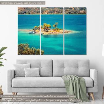 Canvas print Small island in Aegean sea,  3 panels