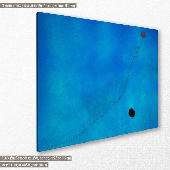 Canvas print Blue III reart, (original by J. Miro), reproduction, side