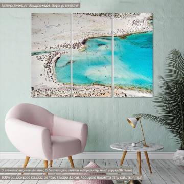 Πίνακας σε καμβά Μπάλος, Balos Lagoon with magical waters, τρίπτυχος