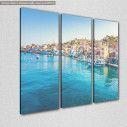 Canvas print Boats in port of Halki,  3 panels, side