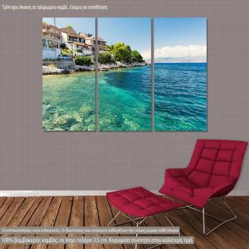 Canvas print Crystal clear water in Corfu island,  3 panels