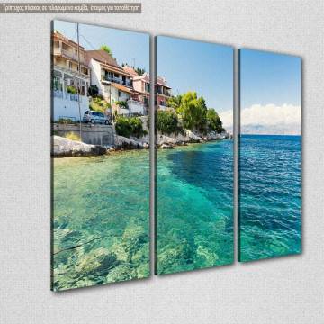Canvas print Crystal clear water in Corfu island,  3 panels 2