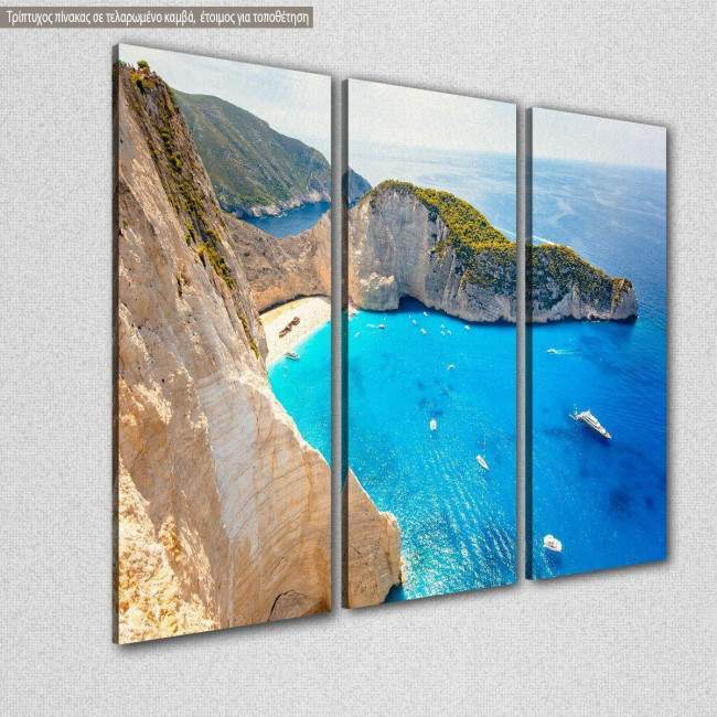 Canvas print  Shipwreck beach Zakynthos,  3 panels, side