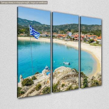 Πίνακας σε καμβά Καλαμίτσι Σιθωνία, τρίπτυχος 2