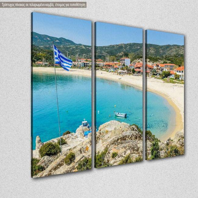 Καλαμίτσι Σιθωνία, τρίπτυχος πίνακας σε καμβά, κοντινό