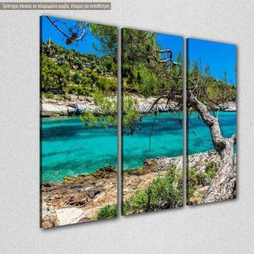Canvas print  Crystal clear water at Thasos island,  3 panels 2