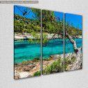 Canvas print  Crystal clear water at Thasos island,  3 panels, side