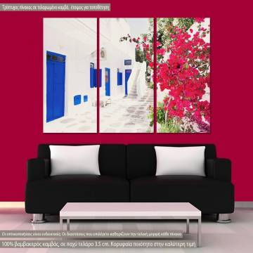 Canvas print Mykonos, Street in Mykonos town,  3 panels