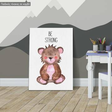 Kids canvas print Woodland animals, Bear painted