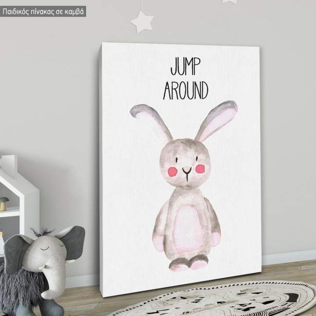 Kids canvas print Woodland animals, Rabbit painted