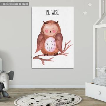 Kids canvas print Woodland animals, Owl painted