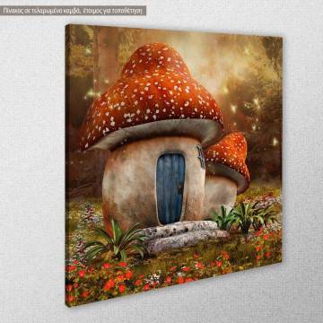 Πίνακας σε καμβά Mushroom house fairy tale 2