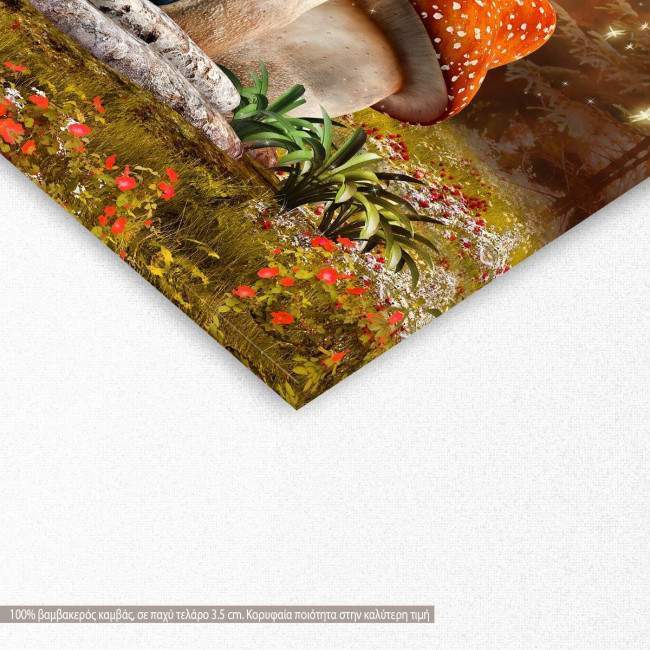 Canvas print Mushroom house fairy tale, detail
