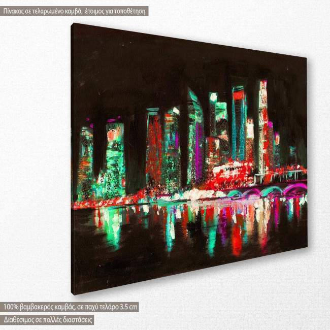 Canvas print Singapore oil painting, side