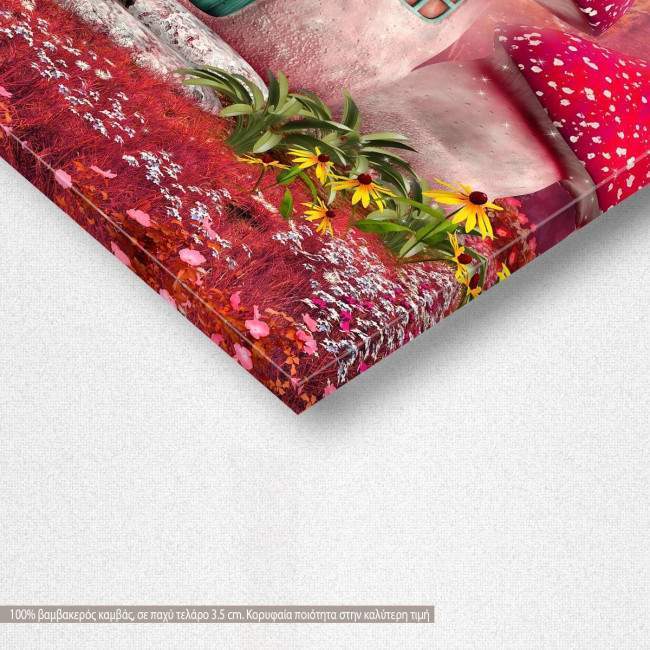 Canvas print Mushroom house fairy tale pinky, detail
