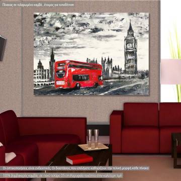 Πίνακας σε καμβά Λονδίνο, Bus in front of Big Ben