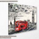 Canvas print Bus in front of Big Ben, side