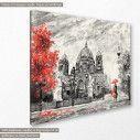 Canvas print  Street view of Berlin, red and grayscale, side